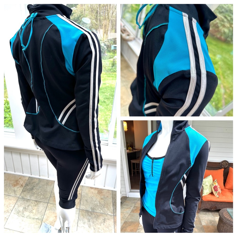 Bebe Sport / PH8 3pc Tracksuit Sz S, Blk/Harbor Blue/Silver